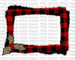 Buffalo Plaid Monogram Frame with Leopard Print Holly, Christmas Sublimation Design, Holiday PNG File