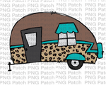 Leopard Printer Camper, Camping PNG File, Travel Sublimation Design