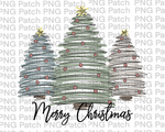 Merry Christmas with Thick Line Christmas Trees , Christmas Sublimation Design, Holiday PNG File