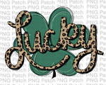 St Patrick's Day, Four Leaf Clover Leopard Print Lucky, St. Patrick's Day PNG File, Holiday Sublimation Design