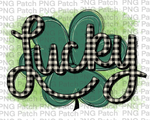 St Patrick's Day, Four Leaf Clover White Buffalo Plaid Lucky with Green Watercolor Background, St. Patrick's Day PNG File, Holiday Sublimation Design