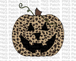 Leopard Print Jack O Lantern Pumpkin, Fall PNG File, Pumpkin Sublimation Design