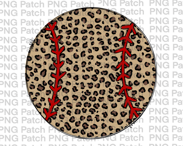 Leopard Print Softball, Softball PNG File, Sports Sublimation Design