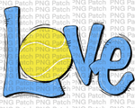 Columbia Blue Love with Tennis Ball, Tennis PNG File, Racket Sublimation Design