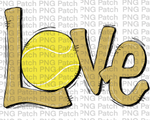 Gold Love with Tennis Ball, Tennis PNG File, Racket Sublimation Design