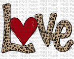 Love Leopard Print with Red Heart , Valentine's Day PNG File, Love Sublimation Design