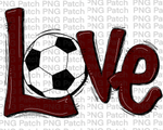 Maroon Love with Soccer Ball, Soccer PNG File, Football Sublimation Design