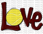 Maroon Love with Tennis Ball, Tennis PNG File, Racket Sublimation Design