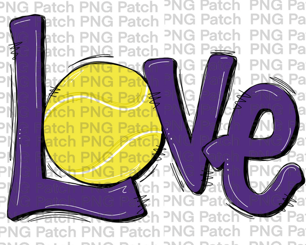 Purple Love with Tennis Ball, Tennis PNG File, Racket Sublimation Design