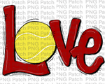 Red Love with Tennis Ball, Tennis PNG File, Racket Sublimation Design
