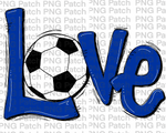 Royal Blue Love with Soccer Ball, Soccer PNG File, Football Sublimation Design