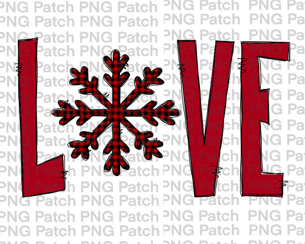 Love with Buffalo Plaid Snowflake , Christmas Sublimation Design, Holiday PNG File