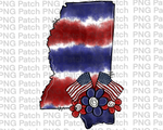 Mississippi, Red, White, Blue Tie Dye, Memorial Day PNG File, Fourth of July Sublimation Design, USA Flags