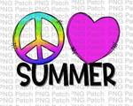 Peace Love Summer, Bright Colorful, Water Fun PNG File, Summer Sublimation Design