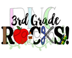 Third Grade Rocks, Back To School PNG File, Student Sublimation Design