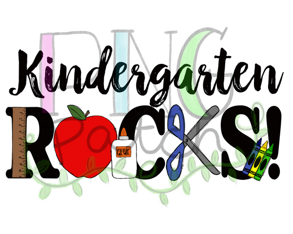 Kindergarten Rocks, Back To School PNG File, Student Sublimation Design