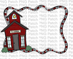 School House Maroon and Gray Frame, Back to School PNG File, Monogram Sublimation Design