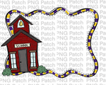 School House Purple and Yellow gold Frame, Back to School PNG File, Monogram Sublimation Design