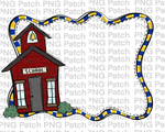 School House Royal and Yellow Frame, Back to School PNG File, Monogram Sublimation Design