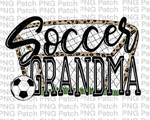 Soccer Grandma with Leopard Print Net and Soccer Ball, Soccer PNG File, Mom Sublimation Design