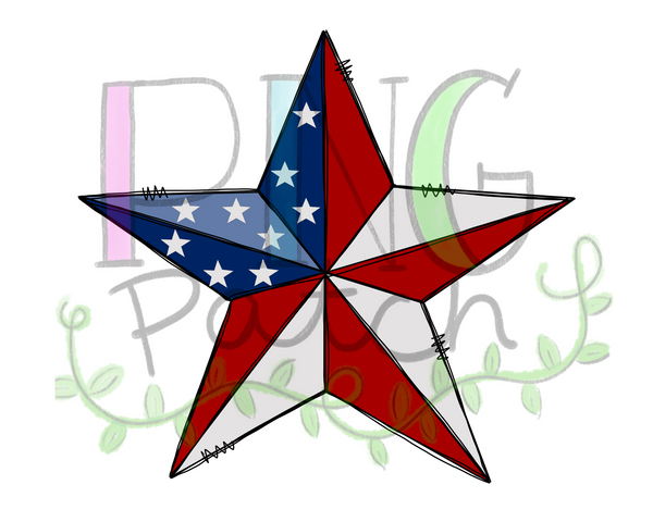 American Flag Star, Fourth of July PNG Files for Sublimation