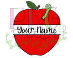 Teacher Apple with Worm, Back To School PNG File, Teacher Sublimation Design