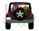 Gray Topless SUV Truck with School Supplies, Back To School PNG File, Teacher Sublimation Design